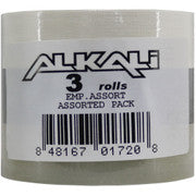 Alkali Hockey Tape 3-Pack - 1 Clear/1 Black/1 White
